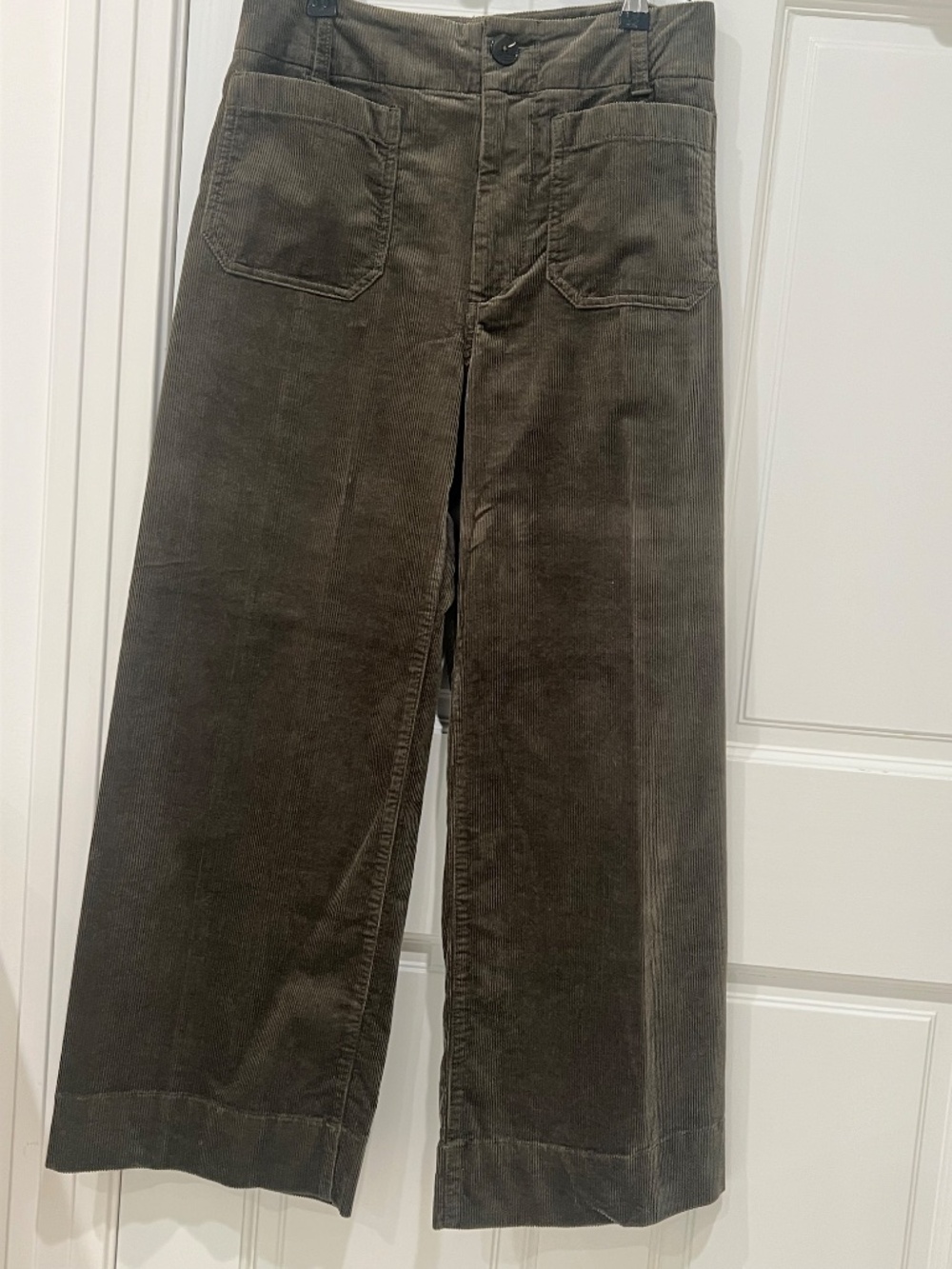 Anthropologie Maeve Collette Dark Green Corduroy Cropped Pants, Sz 27 - Picture 3 of 9